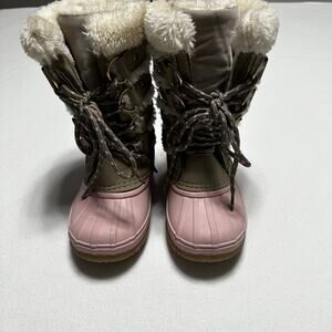 Khombu Snow Boots Little Girls Lace-Up Fur Lined